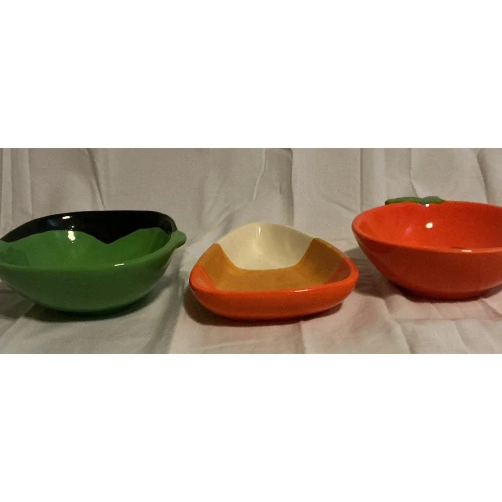 Lot of 3 Vintage Halloween Bowls Candy‎ Corn, Frankenstein And Jack-O-Lantern